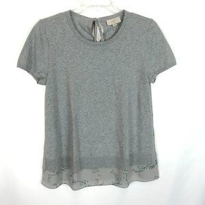 NWT Womens Size Small Ann Taylor LOFT Outlet Gray Mixed Media High Low Sweater